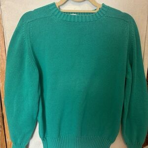 Vintage brooks brothers 100% cotton crewneck sweater teal size 40 made in USA